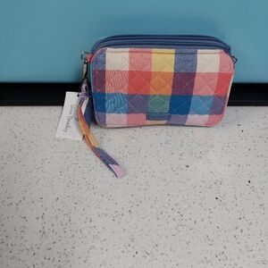 Vera Bradley All In One Crossbody Wallet Tropics Plaid NWT
